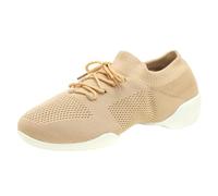KONJACLY Womens Jazz Shoes Breathable Mesh Split Sole Walking Dance Shoes Comfy Lace Up Teaching Practice Sneakers,Yellow,6 UK