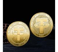 KONJEELIO Cryptocurrency Physical Coin Tether Art Collectible Gold Plated Crypto Coin Souvenir Decorate Gift Commemorative Coin-Gold