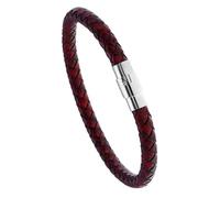 KONJEELIO Leather Bracelet For Men, Simple Twist Braided Bracelet Solid Color Woven Leather Bracelet Cuff Bracelets Vintage Punk Charm Jewelry Gift Idea For Men Women Red 20.5Cm