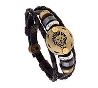KONJEELIO Leather Braided Zodiac Bracelets, Leo Constellation Bracelet Multi-Layer Woven Leather Bracelet Adjustable Wristband Vintage Punk Charm Jewelry Gift For Men Women