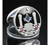 KONJEELIO new Silver Coin European Masonic Freemasonry Brotherhood Round Double Commemorative Coins-default