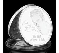 KONJEELIO United States Singer Elvis Presley 1935-1977 The King of Rock N Roll Gold Plated Art Commemorative Coin Gift-Silver