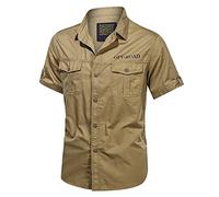 KonJim Mens Cargo Shirts Long Sleeve Hiking Safari Shirts Regular Fit Casual Button Down Outdoor Tactical Shirts Ripstop Military Tactical Shirts Western Cowboy Snap Shirts