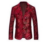 KonJim Mens Floral Tuxedo Jacket Paisley Shawl Lapel Suit Blazer Jacket for Dinner Prom Wedding Floral Tuxedo Jacket Paisley Notch Lapel Stylish Suit Red
