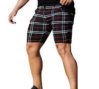 KonJim Mens Golf Shorts 2024 Slim Fit Plaid Shorts Stretch Chino Short Pants Checkered Shorts Athletic Shorts Stretch Beach Board Shorts Soft Cotton Shorts Walk Shorts Black