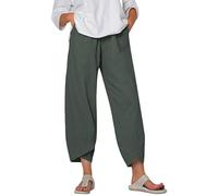 KonJim Women's Relaxed Fit Capri Pant 2024 Summer Casual Harem Pants Casual Loose Wide Leg Trousers Cropped Pants Loose Flowy Harem Pants Grey