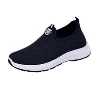KonJim Womens Slip On Trainers Lightweight Orthopedic Arch Support Sneakers Wide Fit Comfortable Breathable Mesh Walking Running Shoes Non Slip Soft Sole Athletic Tennis Sneakers Driving Shoes Navy
