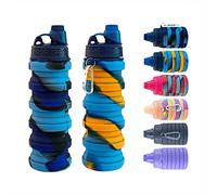 konlongzan Collapsible Water Bottles 2 pack Travel Water Bottle 500ML Silicone Water Bottles. (Blue Camouflage +Yellow Camouflage)