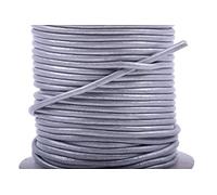KONMAY 1 Roll 22.75 Meters 2.0mm Metallic Silver Grey Round Real Leather Cord for Jewellery Making and Crafting