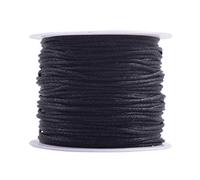 KONMAY 1 Roll 91 Meters 1.5mm Black Nylon Rattail Satin Silk Trim Cord Beading String for Chinese Knotting, Kumihimo, Beading, Macramé, Jewelry Making