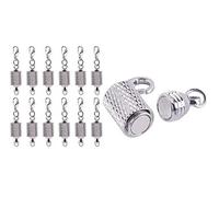 KONMAY 10 Sets Rhodium Screw-in Magnetic Necklace Clasps, Safety Magnetic Converter Clasps for Jewelry Making