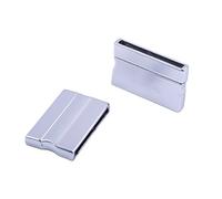 KONMAY 3 Sets Matte Silver Rectangle 30.0x3.0mm Glue-in Ends Flat Magnetic Jewelry Clasp