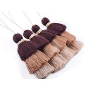 KONMAY 4pcs Tri-Colors 3.2''(8.0cm) 3 Layers Craft Fiber Tassels with Hang Loop (Brown)