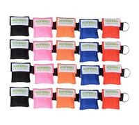KONMED 20 Pcs/pack CPR Mask Keychain Ring Emergency Kit Rescue Face Shields with One-way Valve Breathing Barrier for First Aid or AED Training