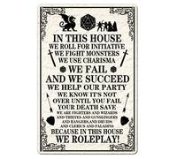 KONMPFEY Funny Vintage Art Wall Decor In This House We Roll For Initiative We Roleplay Metal Tin Sign For Man Cave Cafe dungeons And Dragons Gifts Bedroom Gamer Decoration 8x12 Inch