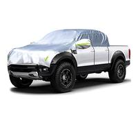 Konnfeir Half Car Cover All Weather Car Body Covers Outdoor Indoor for All Season Waterproof Dustproof UV Resistant Snowproof Universal 210D Oxford Fabric (Pickup (Crew Cab))