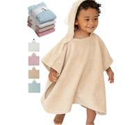 Konny Baby Bath Towels, Blankets, Gift for Baby: Cotton Hooded Poncho, Oeko-TEX, Ultra Soft & Quick-Dry, Boys & Girls(Beige, Large)