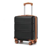 Kono 16 Inch EasyJet 45x36x20 Carry On Hand Luggage, Lightweight Hard Shell Cabin Bag, Small Suitcase with 4 Spinner Wheels (Black/Brown)