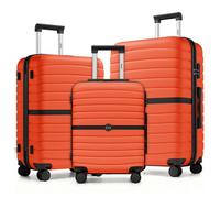 Kono 20/24/28 Inch Abs+Pc Hard Shell Cabin Suitcase Set Check-In Luggage, 3-Digit Lock & Spinner Wheels, Orange/black