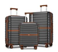 Kono 20/24/28 Inch Abs+Pc Hard Shell Cabin Suitcase Set Check-In Luggage, 3-Digit Lock & Spinner Wheels, Grey/brown
