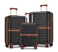 Kono 20/24/28 Inch Abs+Pc Hard Shell Cabin Suitcase Set Check-In Luggage, 3-Digit Lock & Spinner Wheels, Black/brown
