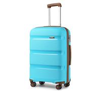Kono 20 Inch 55x40x20cm Cabin Suitcase for EasyJet Ryanair Carry On Lightweight PP Luggage Hard Shell Travel Trolley with 4 Spinner Wheels TSA Lock(Blue/Brown)