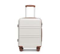 Kono 20 Inch Cabin Bag Carry On Luggage, 52x38x21 Ryanair EasyJet Approved Hand Suitcase, Lightweight Hard Shell Trolley with TSA Lock 4 Spinner Wheels (Cream/Brown)