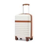 Kono 20 Inch Cabin Suitcase for easyJet Ryanair Small ABS+PC Hardshell Carry On Lightweight Travel Luggage with TSA Lock Spinner Wheels (Cream/Brown)