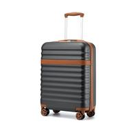 Kono 20 Inch Cabin Suitcase for easyJet Ryanair Small ABS+PC Hardshell Carry On Lightweight Travel Luggage with TSA Lock Spinner Wheels (Grey/Brown)