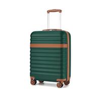 Kono 20 Inch Cabin Suitcase for easyJet Ryanair Small ABS+PC Hardshell Carry On Lightweight Travel Luggage with TSA Lock Spinner Wheels (Green/Brown)