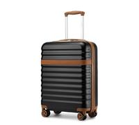Kono 20 Inch Cabin Suitcase for easyJet Ryanair Small ABS+PC Hardshell Carry On Lightweight Travel Luggage with TSA Lock Spinner Wheels (Black/Brown)