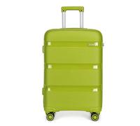 Kono 20 Inch Cabin Suitcase Lightweight Polypropylene Carry On Luggage | Hard Shell Travel Trolley with 4 Spinner Wheels, TSA Lock, 3-Level Adjustable Handle, Ideal for Short Breaks, Green