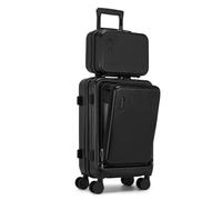 Kono 20 Inch Carry On Cabin Suitcase, Super Lightweight Luggage wih 4 Wheel Spinners, ABS Hard Shell Trolley Case Built in 3-Digit Combination Lock with Cosmetic Case, Black