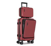 Kono 20 Inch Carry On Cabin Suitcase, Super Lightweight Luggage wih 4 Wheel Spinners, ABS Hard Shell Trolley Case Built in 3-Digit Combination Lock with Cosmetic Case, Burgundy