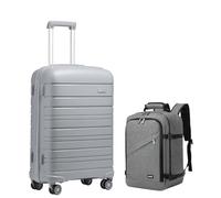 Kono 20 Inch Suitcase Sets 2 Piece, Lightweight Hard Shell Carry On Hand Luggage Cabin Suitcase with Ryanair Cabin Underseat Bag 40x20x25cm (Grey)