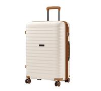 Kono 24 Inch Expandable Medium Suitcase with Cup Holder & Side Hook, Lightweight PP Hard Shell Travel Luggage for Holiday, Business (Cream)