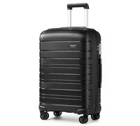 Kono 24 Inch Lightweight Polypropylene Medium Check in Luggage with 4 Spinner Wheels TSA Lock YKK Zipper Hard Shell Travel Trolley Suitcase (Black, 65cm 66L)