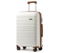 Kono 24 Inch Lightweight Polypropylene Medium Luggage (Cream White) | Check in Suitcase Hard Shell Travel Trolley with 4 Spinner Wheels TSA Lock YKK Zipper for Easy Travel