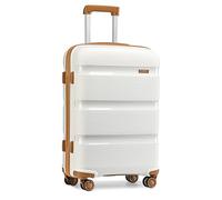 Kono 24 Inch Medium Size Suitcase Lightweight PP Luggage Hard Shell Travel Trolley with 4 Spinner Wheels TSA Lock(Cream)
