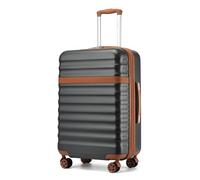 Kono 24 Inch Medium Suitcase Expandable Lightweight Luggage ABS+PC Hardshell Travel Case with 4 Spinner Wheels & TSA Lock (Grey/Brown)