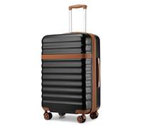 Kono 24 Inch Medium Suitcase Expandable Lightweight Luggage ABS+PC Hardshell Travel Case with 4 Spinner Wheels & TSA Lock (Black/Brown)