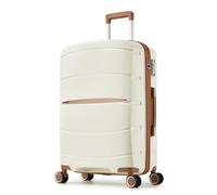 Kono 24 Inch Medium Suitcase Lightweight Hand Suitcase with 4 Spinner Wheels, Lightweight Polypropylene Hard Shell Luggage Built-in TSA Lock, Crem