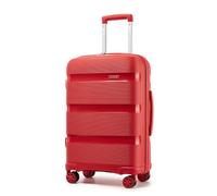 Kono 24 Inch Medium Suitcase Lightweight Hard Shell Polypropylene Luggage | Check-in Trolley Case with 360° Rubber Spinner Wheels and TSA Lock Ideal for Family Travel, Overseas Travel, Red