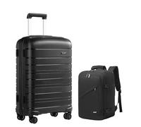 Kono 24 Inch Medium Suitcase Sets 2 Piece, Lightweight Hard Shell Carry On Hand Luggage Suitcase with Ryanair Easyjet Cabin Underseat Bag 40x20x25cm (Black)