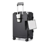 Kono 24 Inch Medium Suitcase with Cup Holder, PC Check in Luggage | Zip-Free Aluminium Frame Hard Shell Trolley with TSA Lock, 4 Spinner Wheels, Hardshell Case for Family & Business Travel