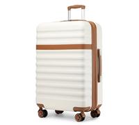 Kono 28 Inch Large Expandable Suitcase Lightweight Luggage ABS+PC Hard Shell Travel Case with 4 Spinner Wheels & TSA Lock (Cream/Brown)