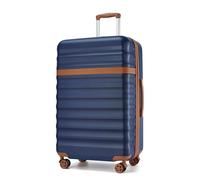 Kono 28 Inch Large Expandable Suitcase Lightweight Luggage ABS+PC Hard Shell Travel Case with 4 Spinner Wheels & TSA Lock (Navy/Brown)