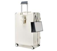 Kono 28 Inch Large Suitcase with Cup Holder, 103L PC Hard Shell Luggage | Zip-Free Aluminium Frame Trolley, TSA Lock, with 4 Spinner Wheels, Check in Suitcases for Family Travel Business