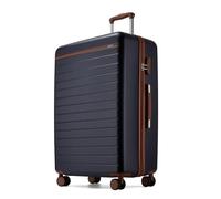 Kono 28" Large Suitcase Lightweight ABS + PC Hard Shell Check in Hold Luggage Durable Travel Suitcase with Combination Lock and 4 Spinner Wheels(Navy/Brown)