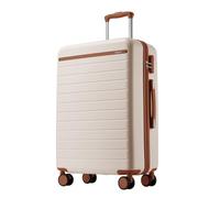 Kono 28" Large Suitcase Lightweight ABS + PC Hard Shell Check in Hold Luggage Durable Travel Suitcase with Combination Lock and 4 Spinner Wheels(Cream/Brown)